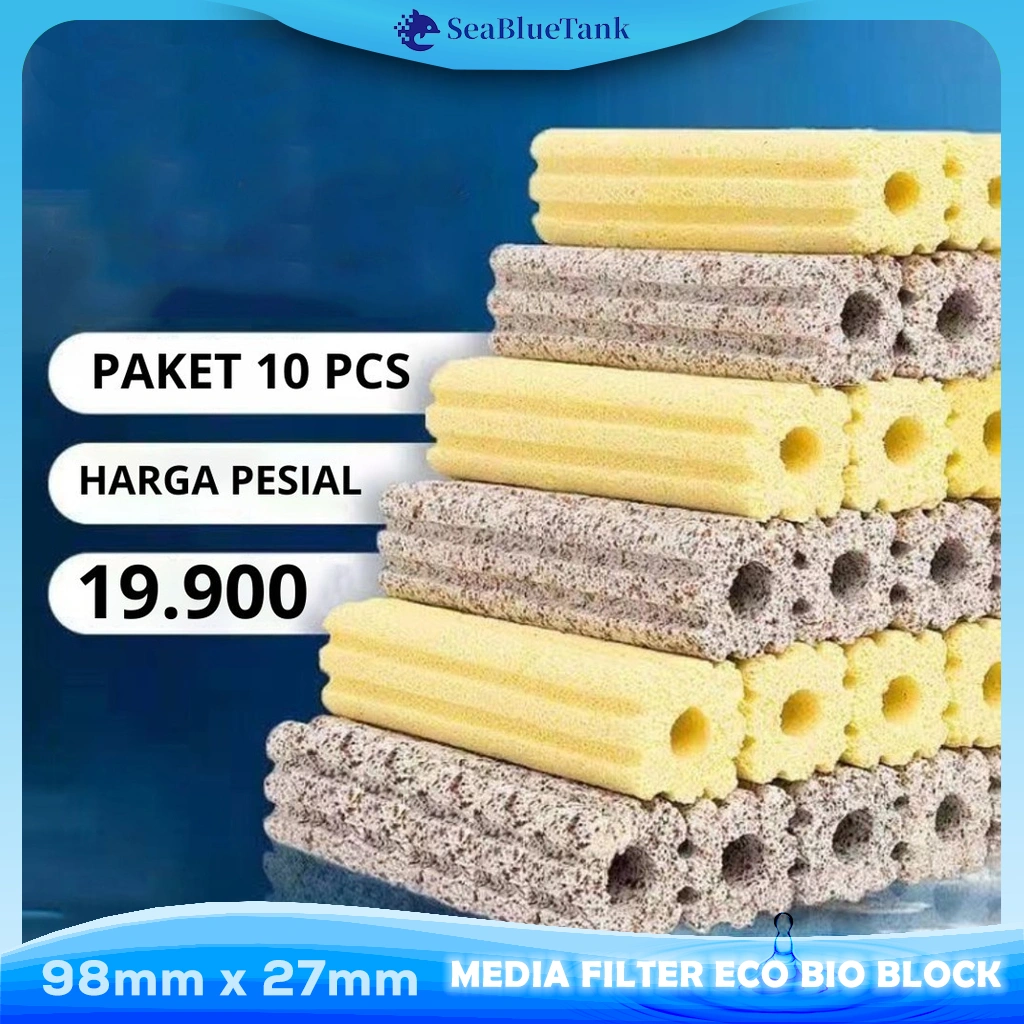 SBT MEDIA FILTER ECO BIO BLOCK 98mm x 27mm(10pcs) RUMAH BAKTERI MOMOGI AQUARIUM REEF TANK