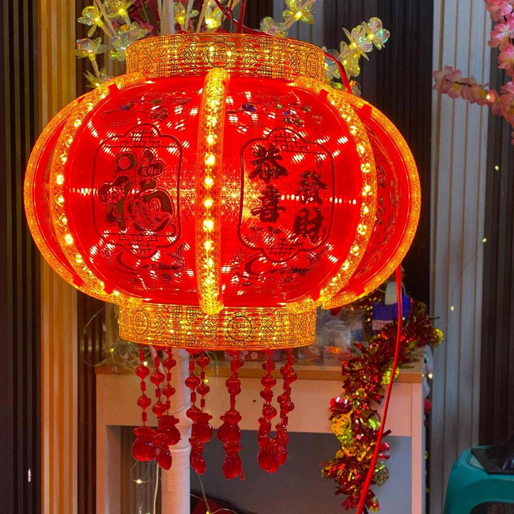 Lampion Lampu Imlek Besar Listrik LED Bisa Putar 360 Derajat / Red Pink Lantern Lampu Lampion Lentera Sincia Imlek LED Tirai Dekorasi Hias