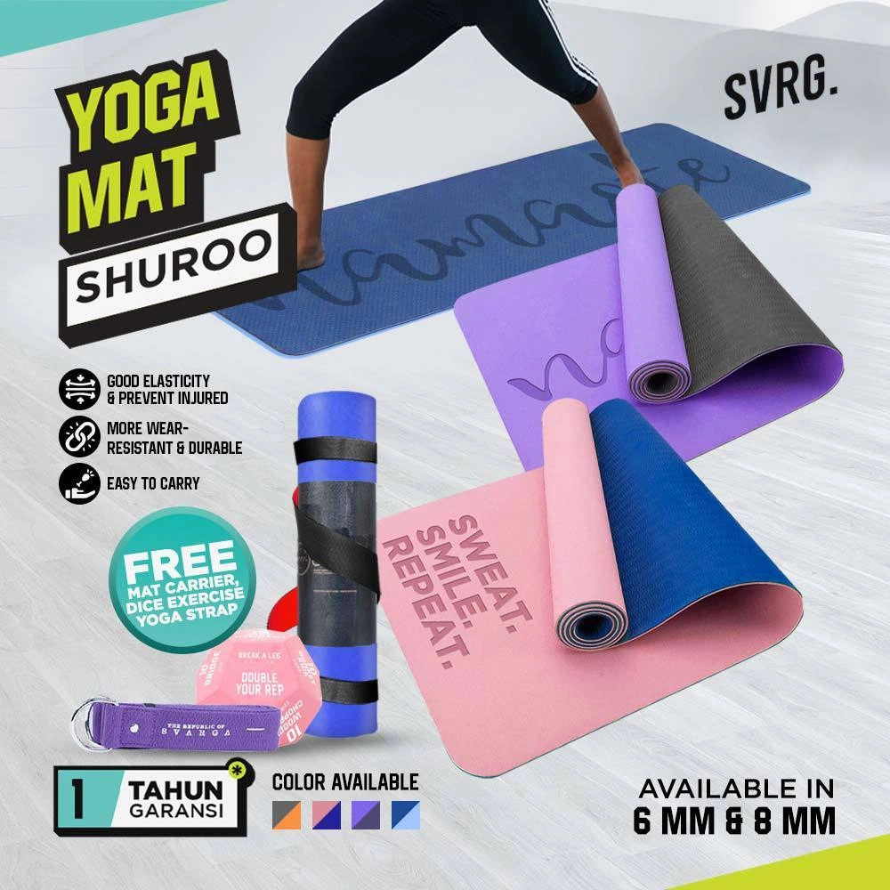 SVRG Matras Yoga / Yoga Mat | 6mm & 8mm Shuroo Namaste Premium TPE Mat