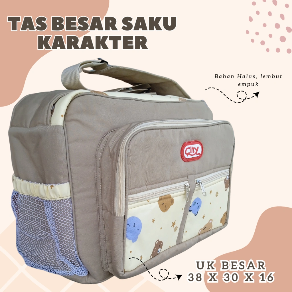 Tas Bayi Besar Multifungsi Saku Karakter Tas Besar Slempang