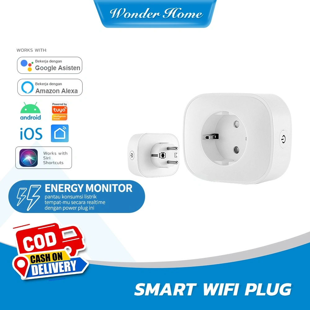 WiFi Smart Plug Socket 16A monitor kontrol daya Colokan stop kontak timer