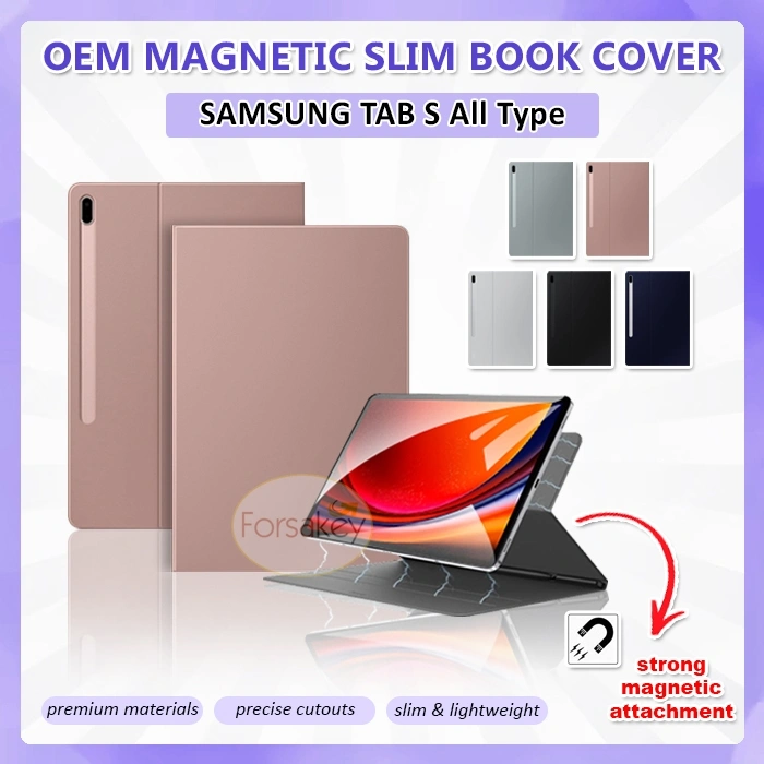 Samsung Galaxy Tab S10 Lite 2025 S10+ S9 S9+ S8 S8+ S7 S7+ FE Plus Ultra S6 Lite 10.4 10.5 11 12.4 14.6 Inch Wifi LTE 5g Slim Magnetic Leather Flip Case Casing Smart Book Cover S-Pen Cover Kesing Sarung Flipcase Flipcover Bookcover