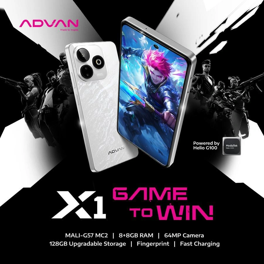ADVAN X1 Mediatek Helio G100 ram 8GB + 8GB / internal 128GB 6.78" 120Hz IPS FHD+ 64MP 5000mAh AI Camera Android 14 Smartphone Handphone Gaming