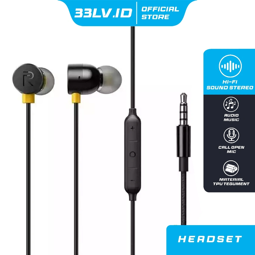 33LV.ID Headset /Earphone REALME Bud R20 Stereo Bass - R20