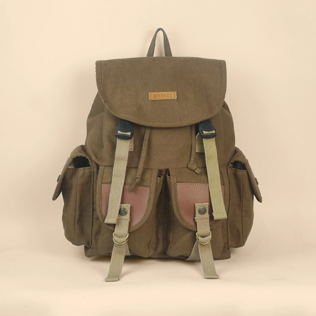 DIVINCES Canvas Backpack Grown Series - Tas Ransel Pria / Wanita Sekolah Kuliah Kerja Travel