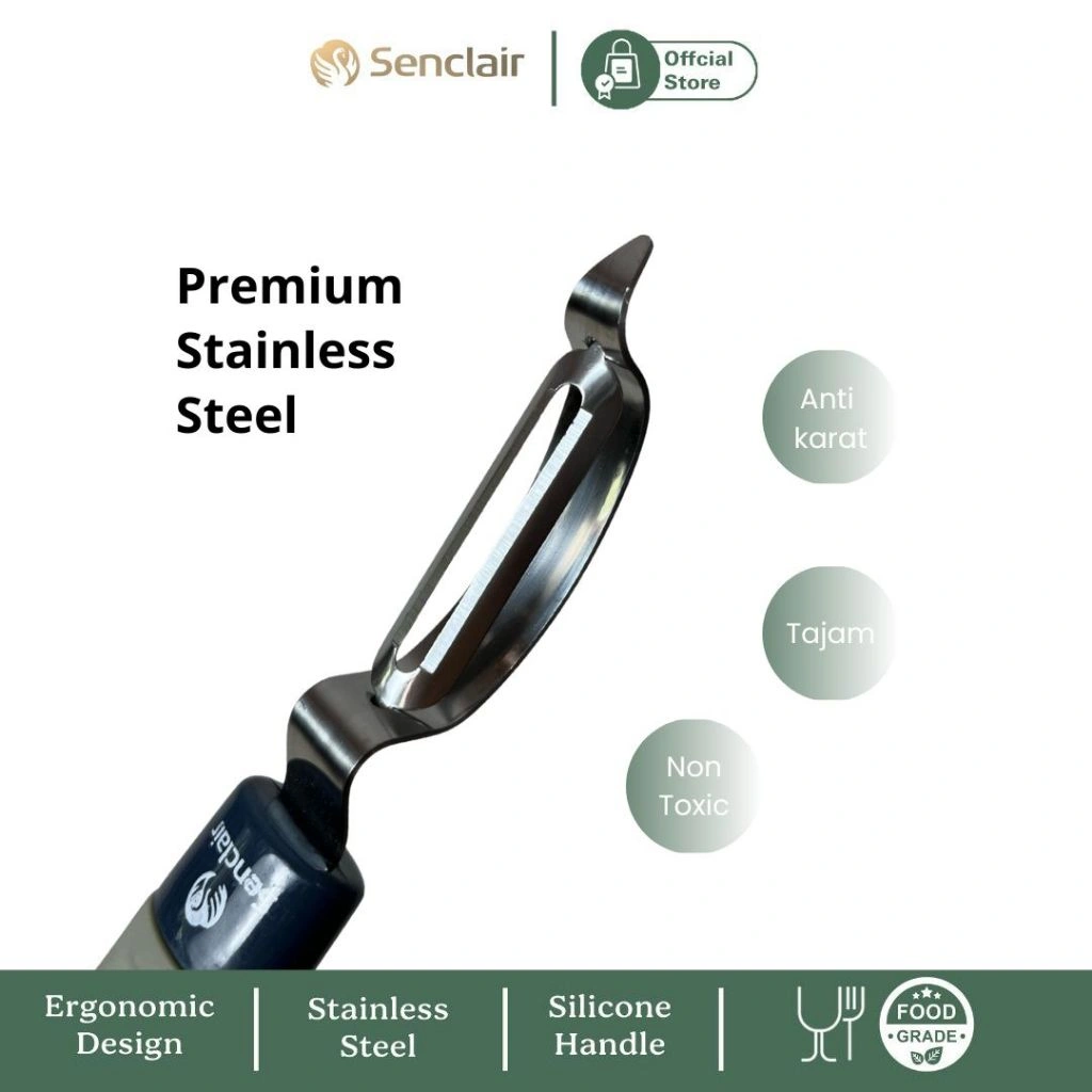 Senclair Straight Peeler Pengupas Buah Stainless Steel 430 Super Tajam Silikon Food Grade SMGU-03