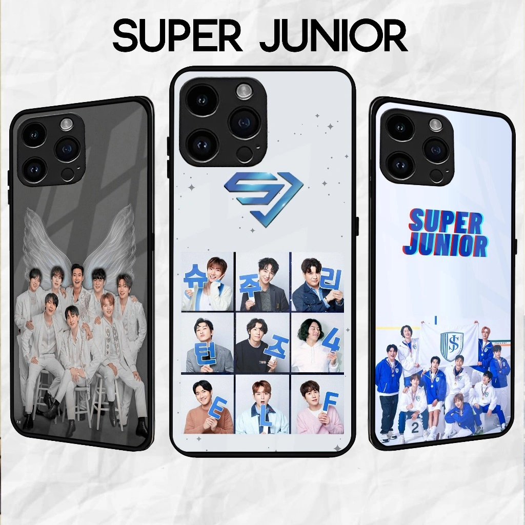 SUPER JUNIOR - Softcase Glass - Softcase Glossy - Softcase Kaca - Iphone samsung xiaomi redmi oppo infinix  vivo realme itel tecno - all tipe smartphone (Case Casing hp bergatansi) bisa bayar ditempat