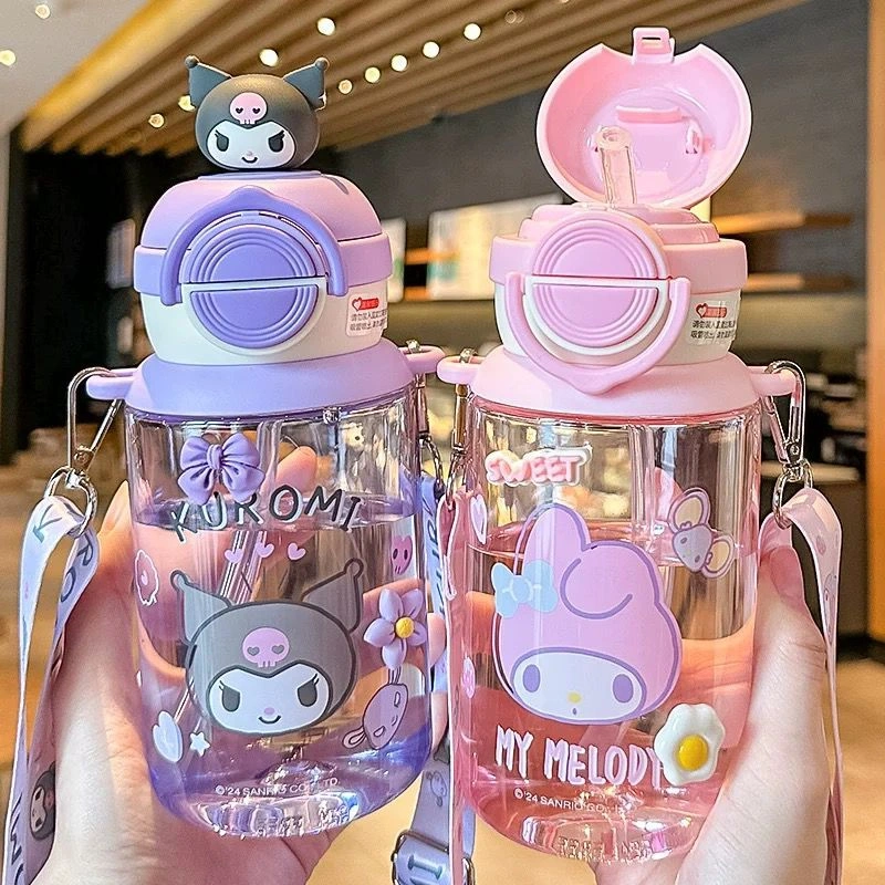 BOTOL MINUM ANAK LABUBU SANRIO KUROMI 650ML TALI PANJANG BPA FREE/ BOTOL ANTI TUMPAH ANAK SEKOLAH