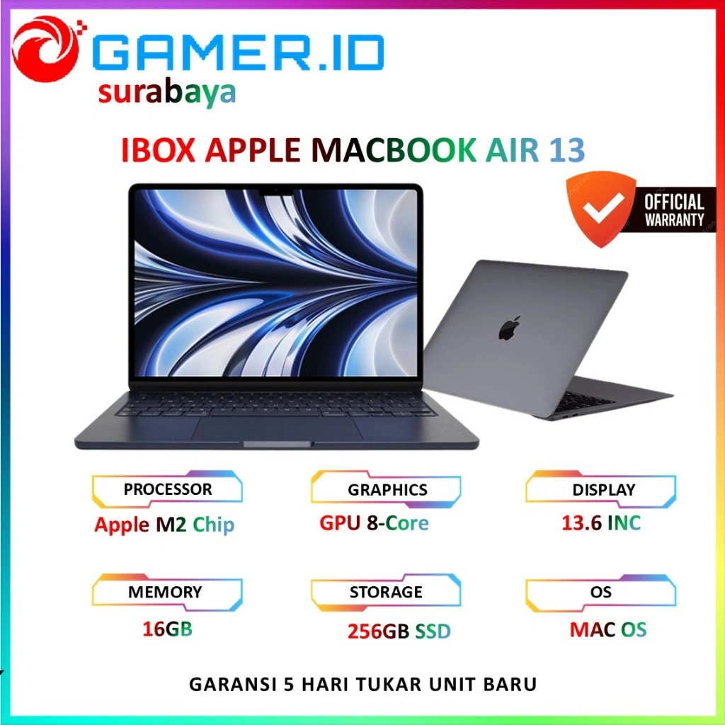 IBOX APPLE MACBOOK AIR 13 M2 8C GPU 16GB 256GB 8C CPU 13.6