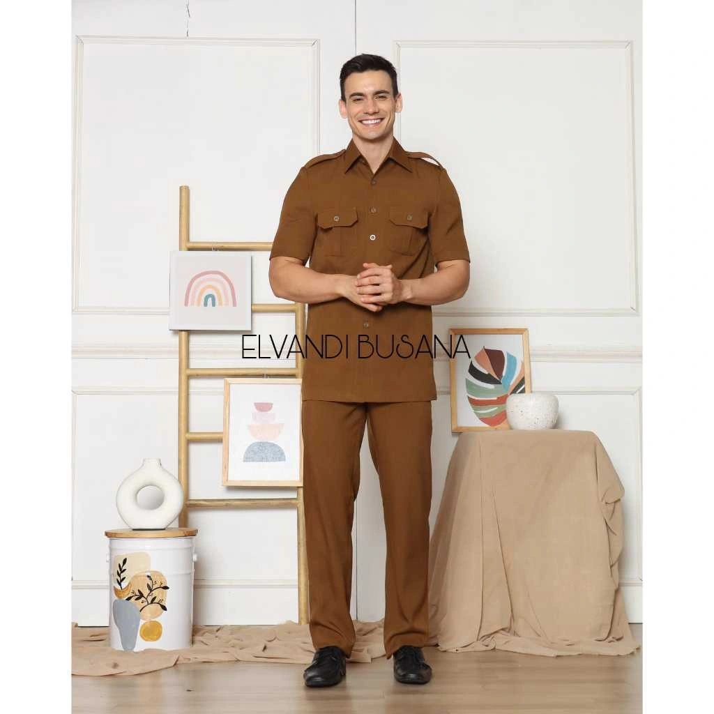 Setelan Seragam PNS Pria Untuk Para CPNS Baru / Seragam PDH Pria / Seragam Khaki Pria - 3301 , 3302 Pemda Aceh / Navy / Putih