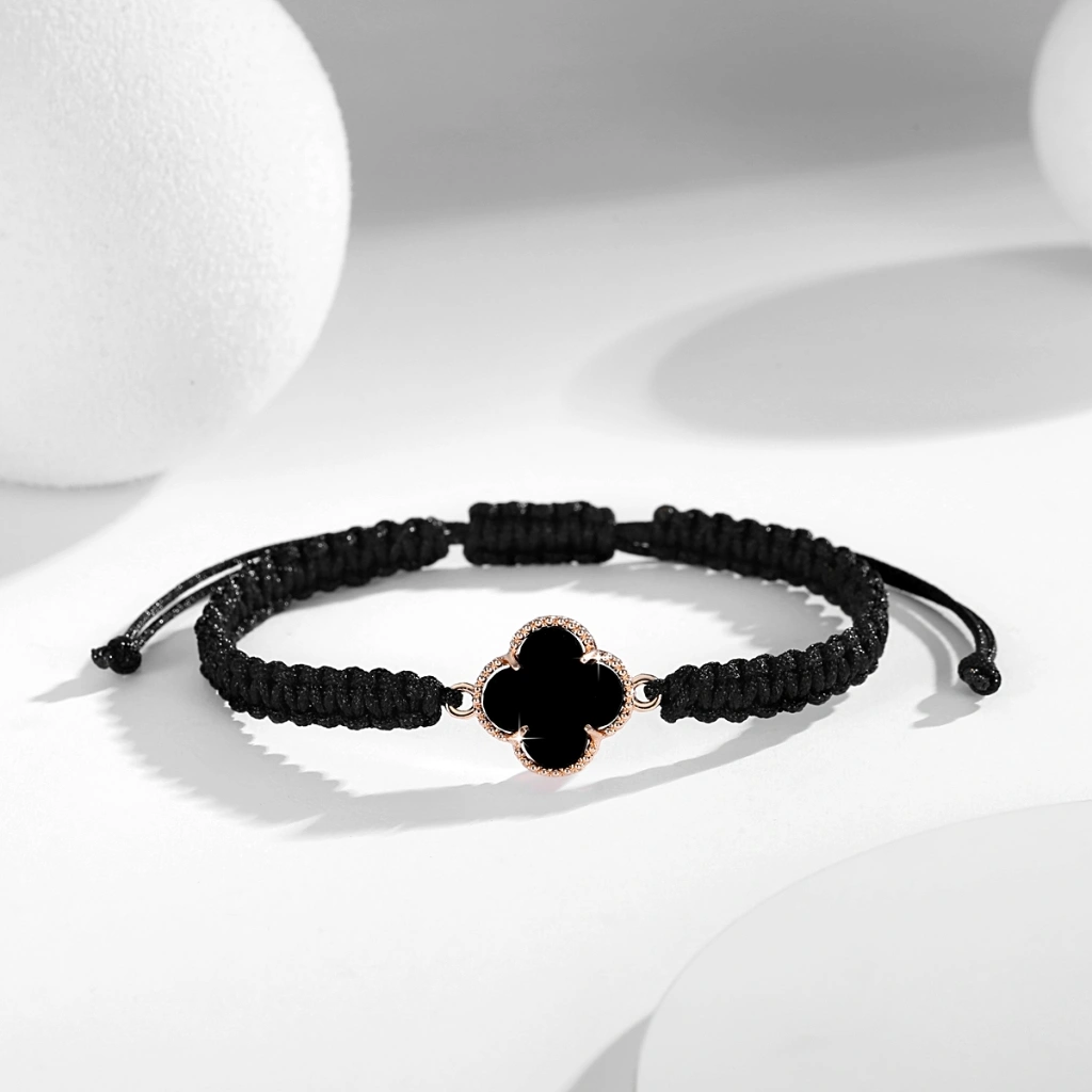 Lanmi Jewelry Gelang Kepang Empat Daun Semanggi Stainless Steel Anti Luntur Aksesoris Perhiasan Fashion Wanita Dewasa Gelang Serut Wanita LM688