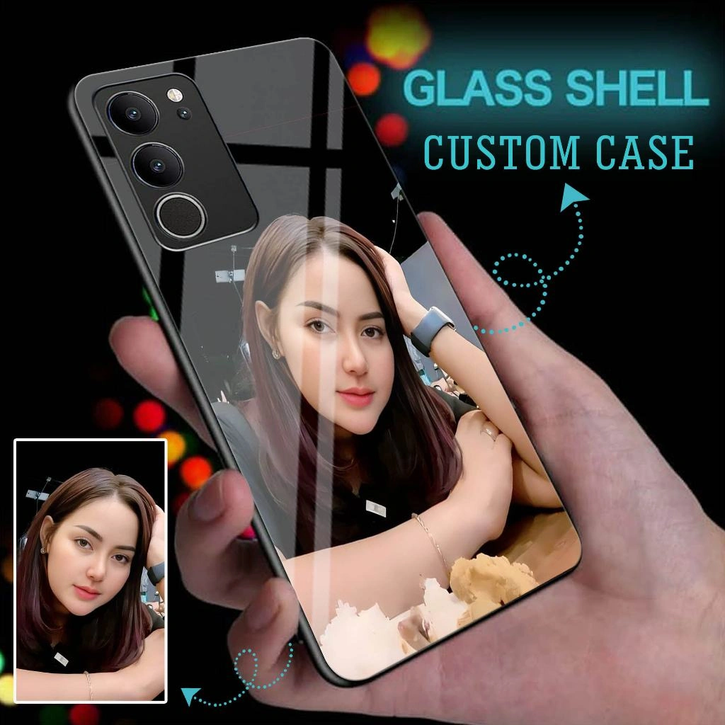 Custom Case Foto Bebas Bisa Tambah Nama Softcase Glass Kilau For All Type Smartphone
