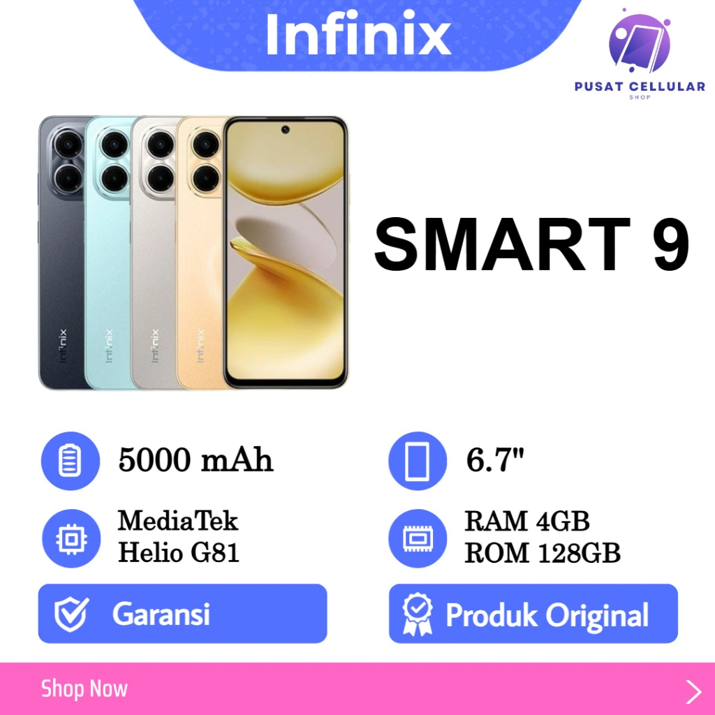 Infinix Smart 9 4/128GB - Up to 8GB Extended RAM - 6.7 inch - HelioG81 - 5000mAh