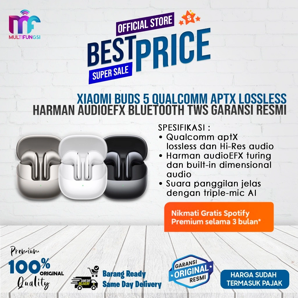Xiaomi Buds 5 TWS Earbuds Qualcomm Wireless Bluetooth Garansi Resmi