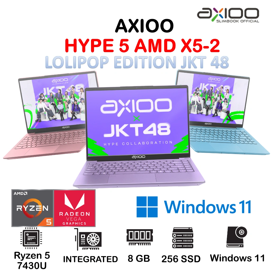 LAPTOP AXIOO HYPE 5 AMD LOLIPOP EDITION RYZEN 5 7430U 8GB 256GB WINDOWS 11