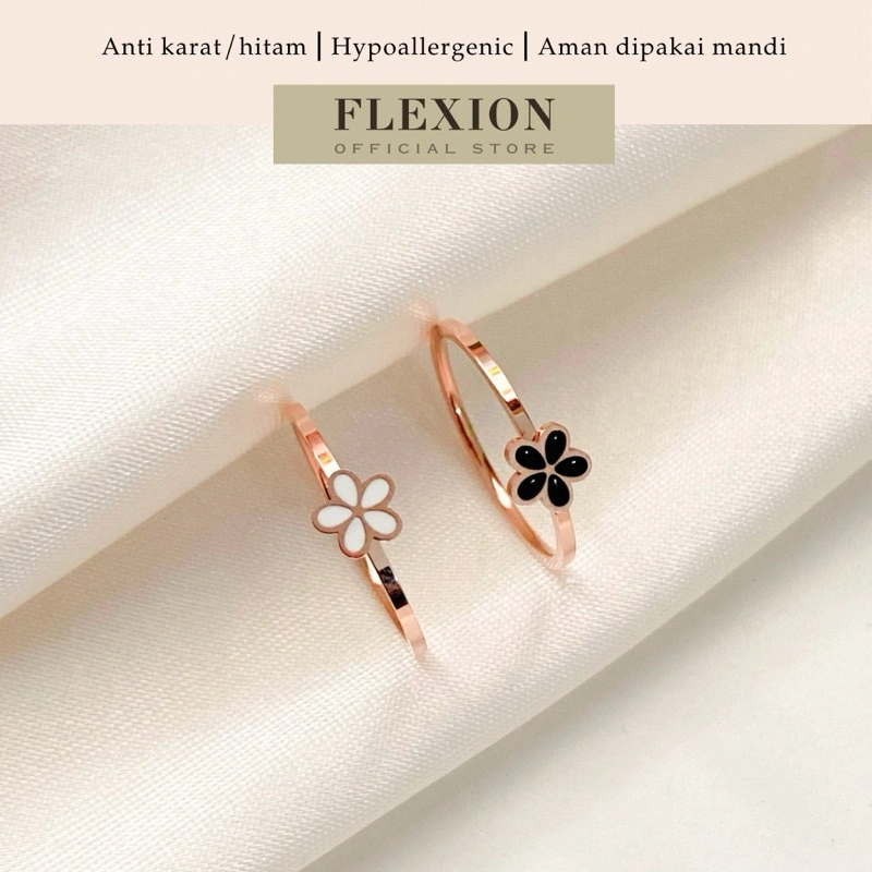 Flexion - Cincin Alesha Titanium Anti Karat/Hitam/Luntur - Free Ring Adjuster - Aksesoris dan Perhiasan Fashion Korea Aesthetic Classy - Stainless Steel 316L - 18K Gold Plated
