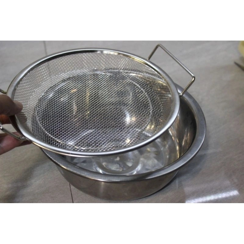 cooling round Set peniris minyak goreng saringan baskom stainless oil tray bulat size 18 22 24 28