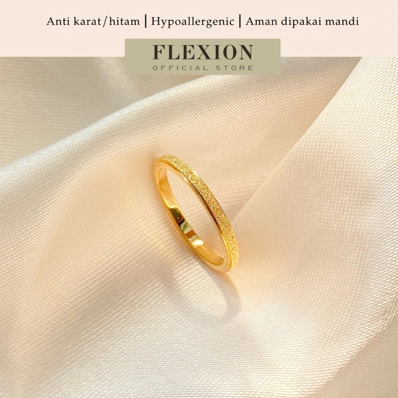 Flexion - Cincin Pasangan Bling Titanium Anti Karat/Hitam/Luntur - Free Ring Adjuster - Aksesoris dan Perhiasan Fashion Korea Aesthetic Classy - Stainless Steel 316L