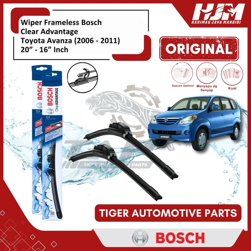 WIPER MOBIL FRAMELESS AVANZA XENIA 2004 - 2011 BOSCH CLEAR ADVANTAGE 20" - 16" ORIGINAL