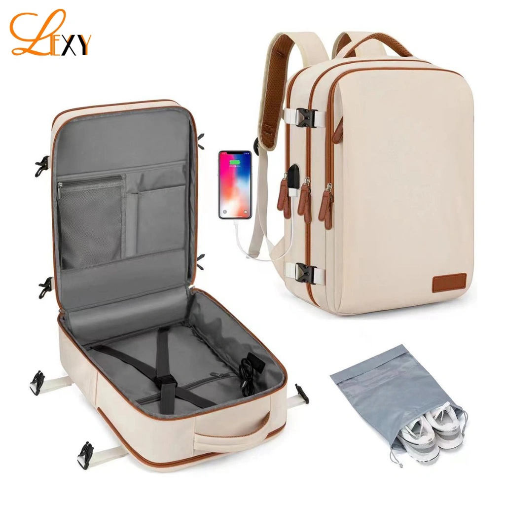 LEXY Tas Pergi Wanita Multifungsi Tahan Air Ransel Fashion Dengan Tas Sepatu Terpisah 35L/16 inch