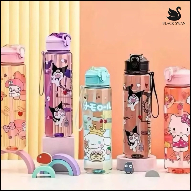 [BS] Botol Minum Anak Aneka Karakter Kuromi Sanrio 650ml Dilengkapi Tali dan Sedotan
