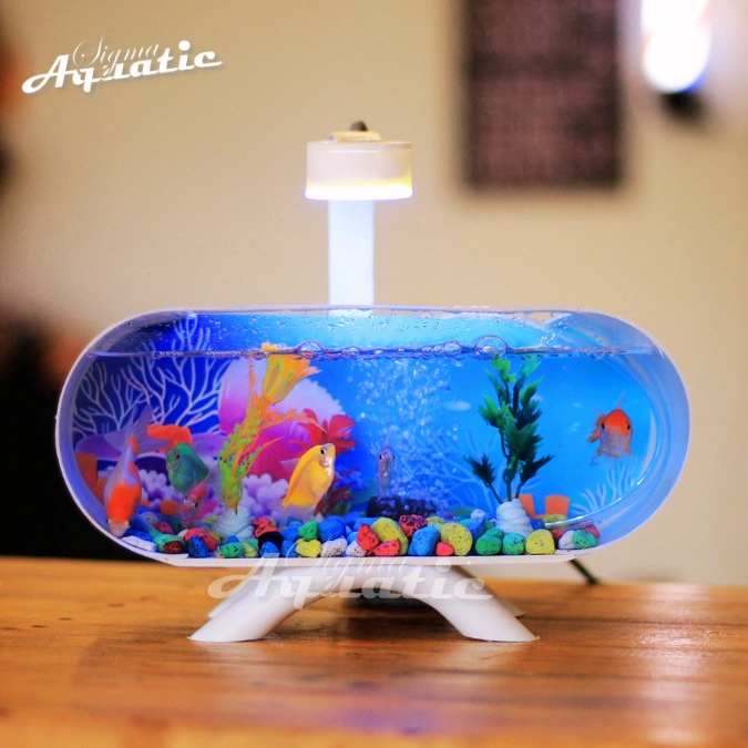 [COD] Promo !! 1 Set lengkap Aquarium mini plus mesin oxygn glembung dan lampu LED 3 Watt (M02)