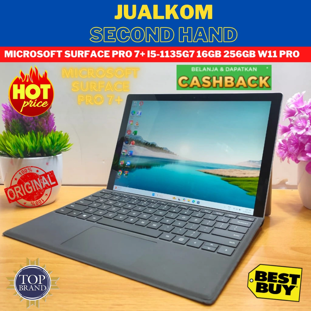 Laptop Second Berkualitas Laptop Bekas Microsoft Surface Pro 7+ Intel i7 Gen 11 16gb 1tb