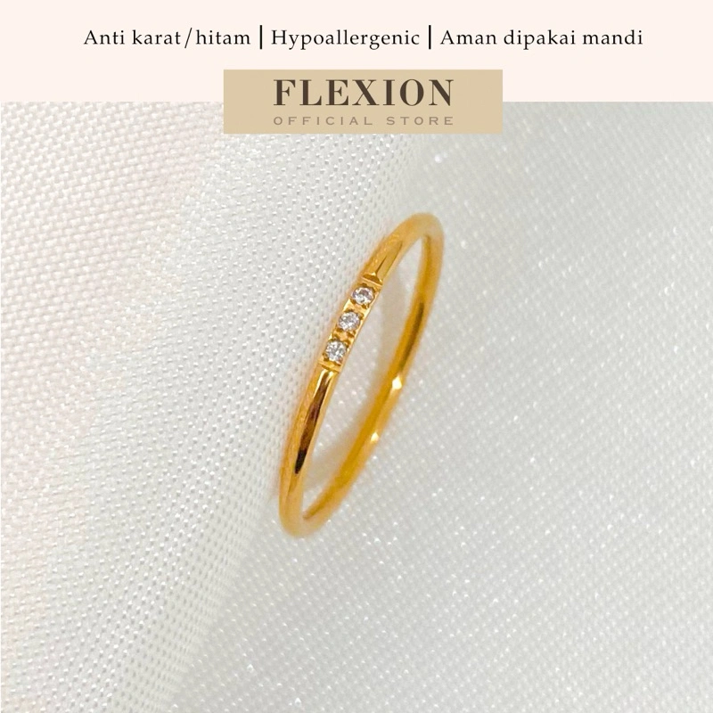 Flexion - Cincin Lava Titanium Anti Karat/Hitam/Luntur - Free Ring Adjuster - Aksesoris dan Perhiasan Fashion Korea Aesthetic Classy - Stainless Steel 316L - 18K Gold Plated