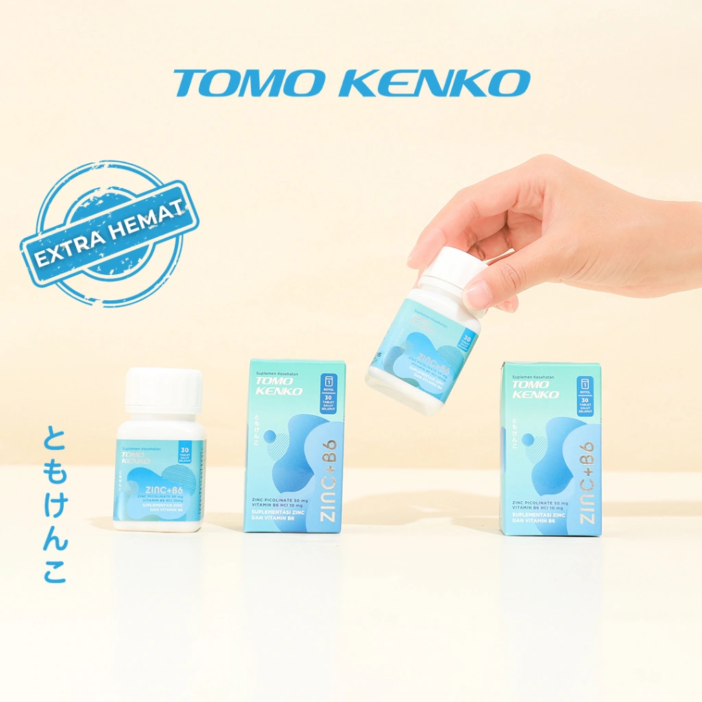 Bundle 2 Botol Tomo Kenko Zinc 50 mg + Vitamin B6 High Quality | Daya tahan Tubuh