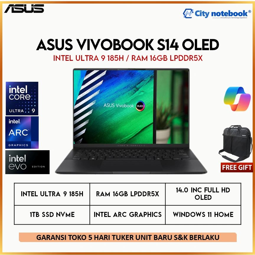 Asus Vivobook S14 OLED S5406MA Ultra 9-185H 16GB 1TB W11 14" FHD
