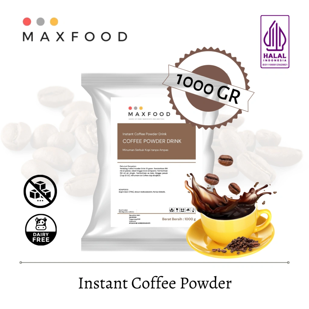MAXFOOD - Instant Coffee Powder Drink / Minuman Serbuk Kopi Tanpa Ampas [ 1 KG ]