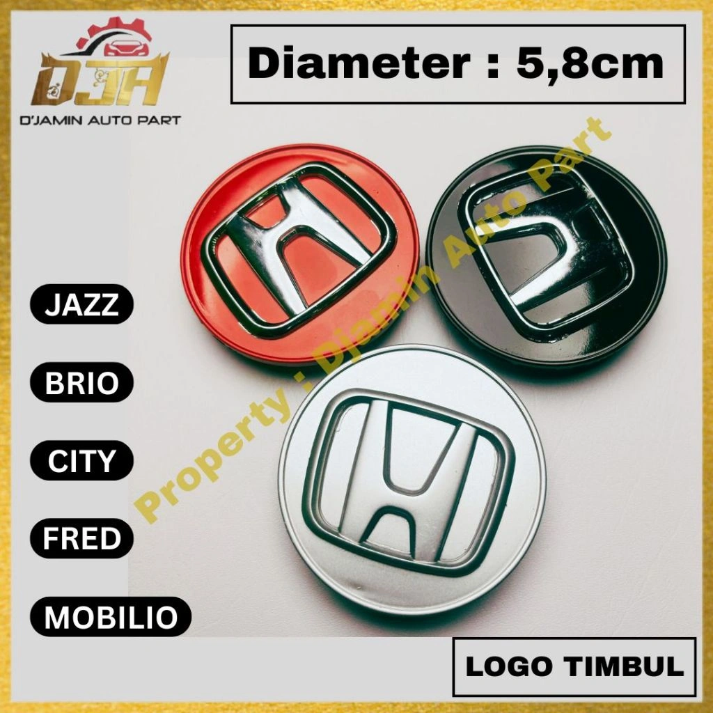 Dop Roda Dop Velg Tutup Velg Mobil Jazz Brio City Freed Mobilio Diameter 5,8cm Chrome Logo Timbul