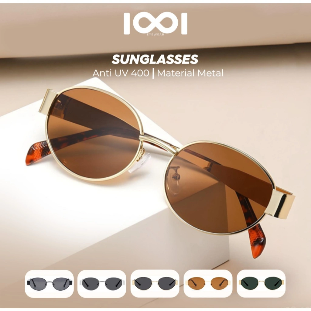 IOOI Kacamata Hitam Style Women Elegant Sunglasses Anti UV 400 Terbaru Bahan Metal Premium 2602