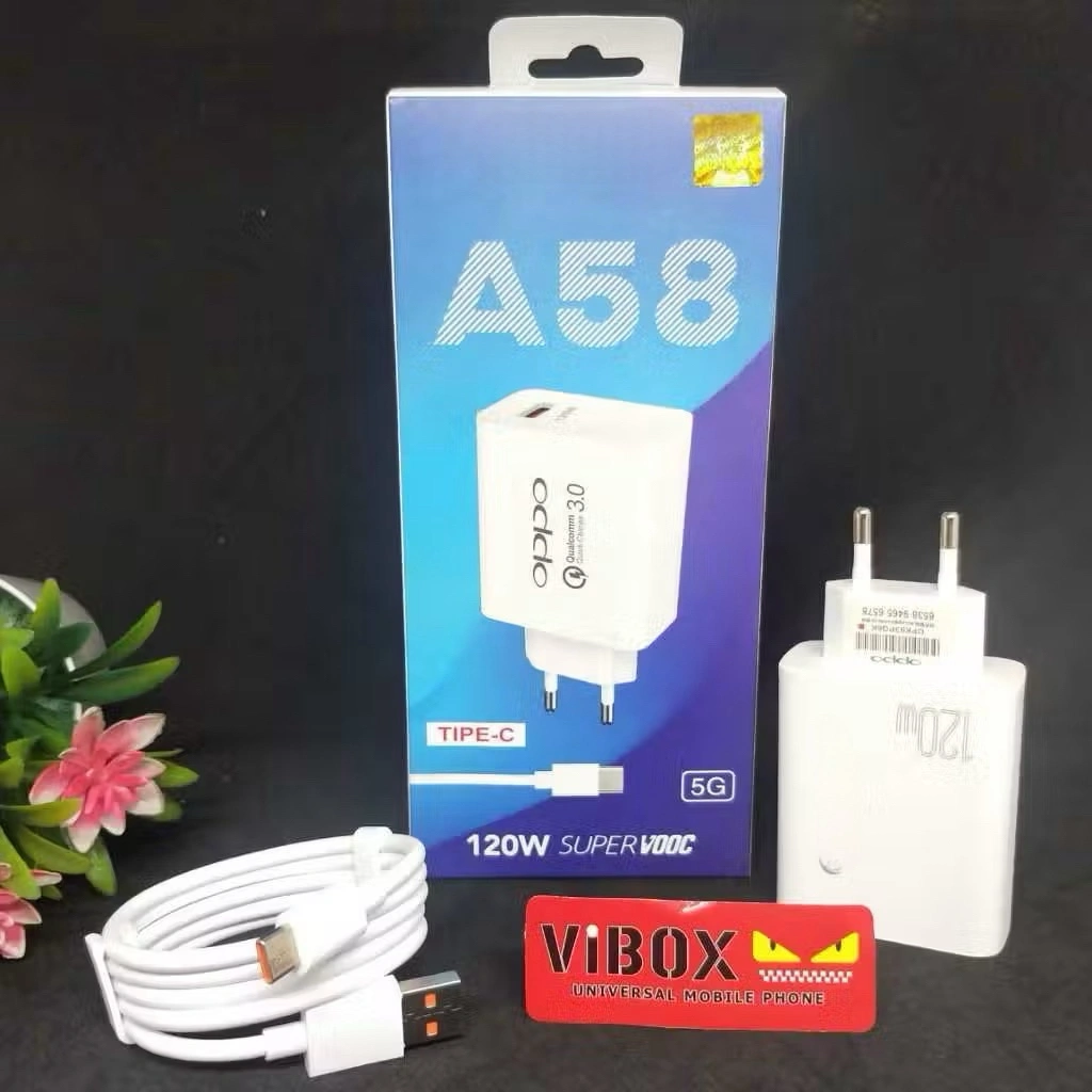 Charger oppo A58 5G 120W Support FastCharging super Vooc kompatible semua hp smartphone android BY SMOLL