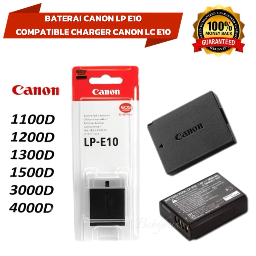 Baterai For Canon LP-E10 Battery LPE 10 / LP E10 / 1200D / 1300D / 4000d / 3000D / 1500D / 2000D