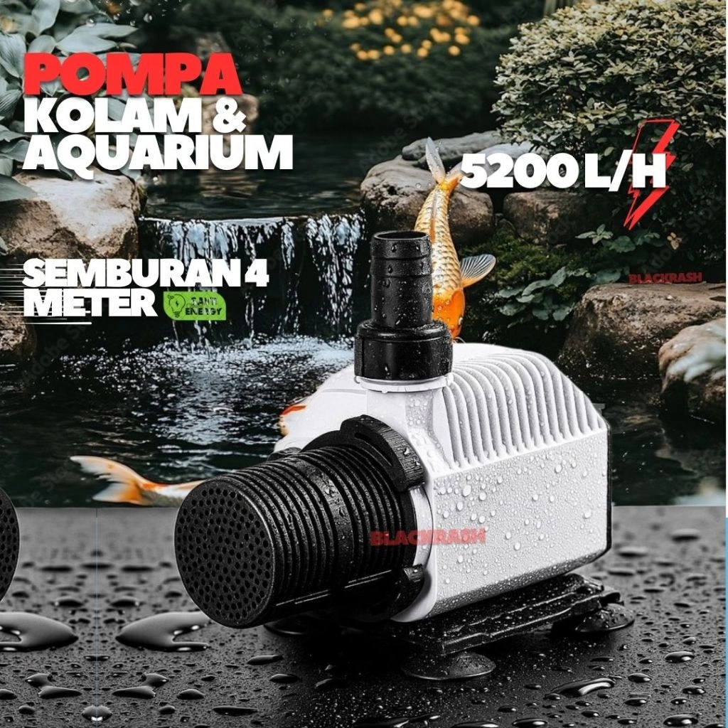 Pompa Celup Filter Kolam Ikan & Aquarium 5200L/H - Super Power Angkat Air 4 meter Low Watt 24 Jam
