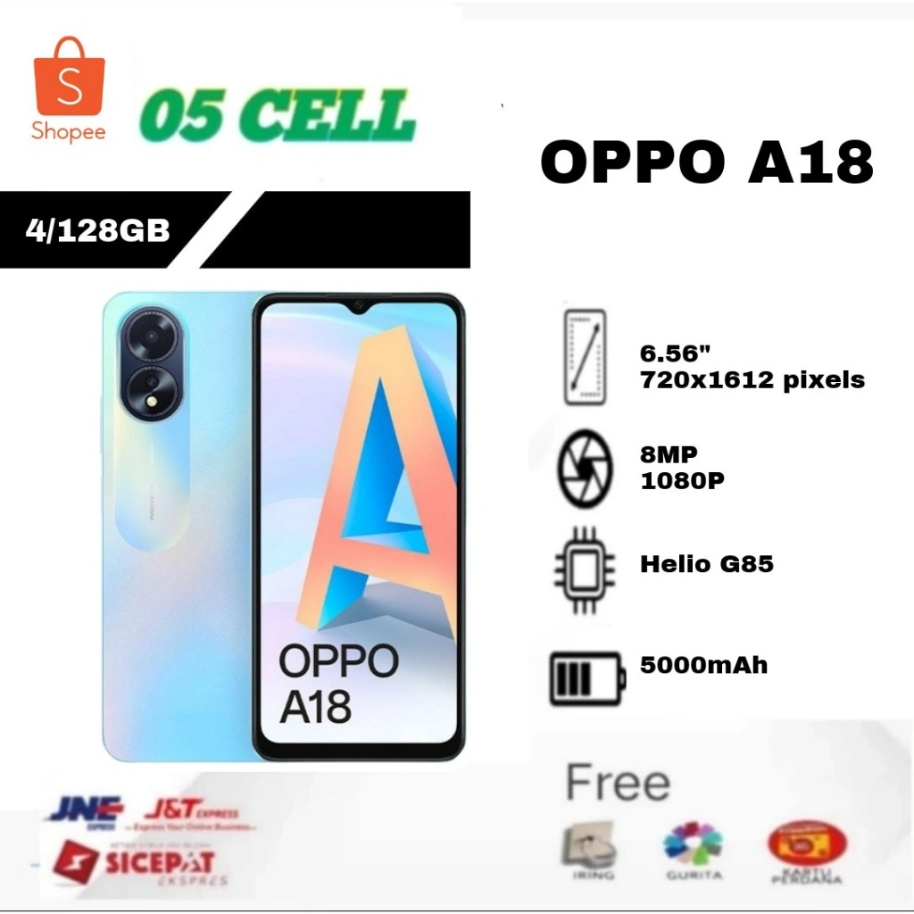 SMARTPHONE OPPO A18 4/128GB BERGARANSI RESMI INDONESIA