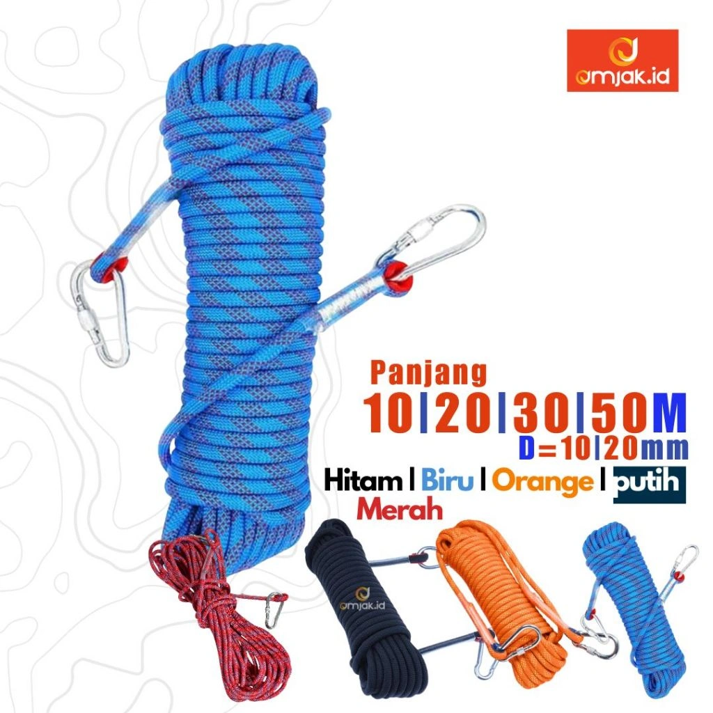 Tali Paracord Panjat Tebing Climbing Rope 10mm 10 20 30 50M carabiner / tali karmantel STATIS