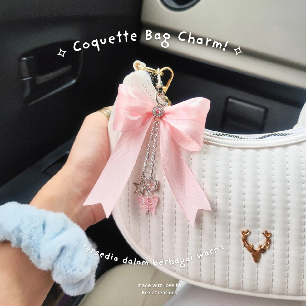 COD✨ Gantungan Tas Coquette Bag Charm Korea | Keychain Pita Lucu Ribbon | Bandolan Wanita Aesthetic