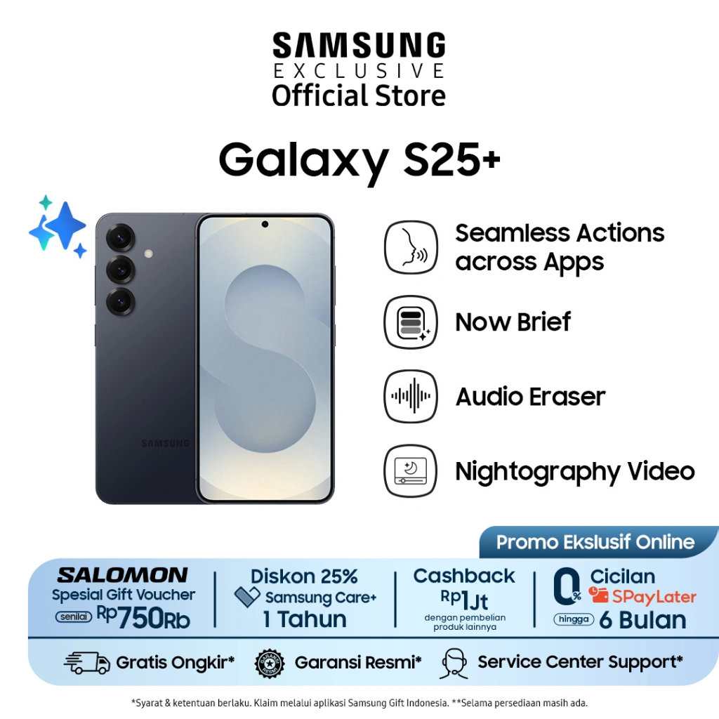Samsung Galaxy S25 Plus 12/512GB Online Exclusive Color - Blueblack | Smartphone AI | Galaxy AI | Kamera 50MP | Prosesor Snapdragon 8 Elite