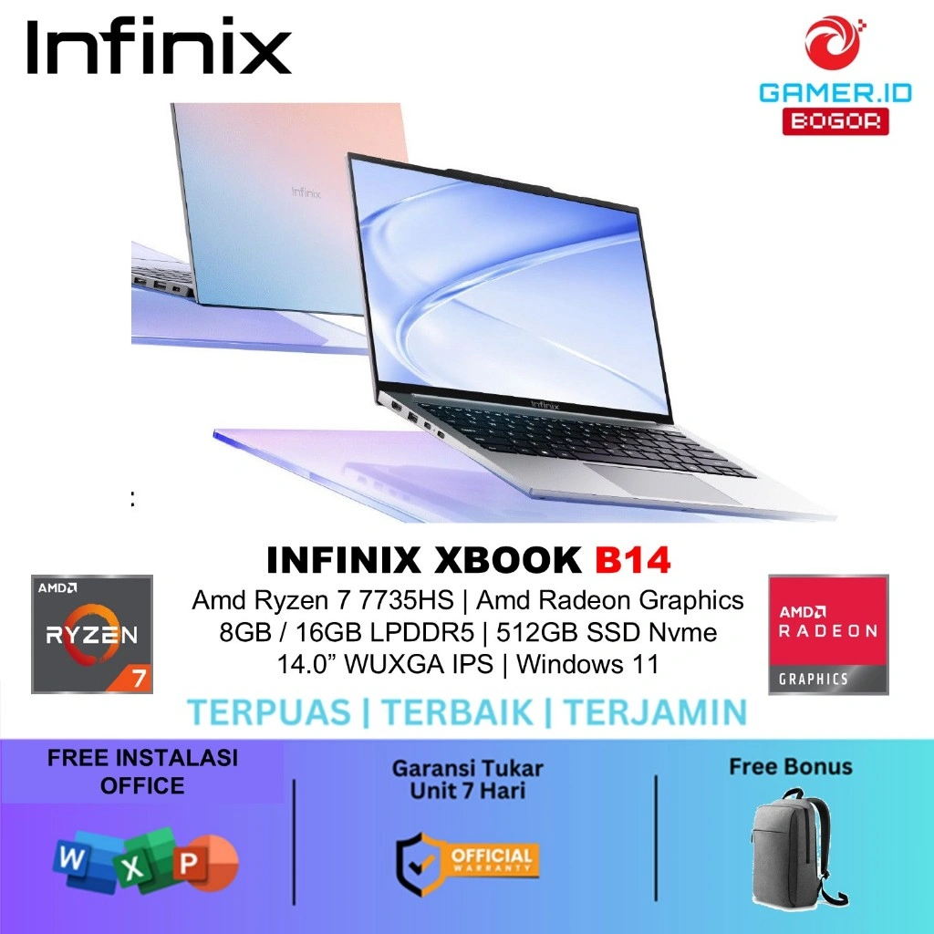 INFINIX XBOOX B14 AMD RYZEN 7 7735HS 16GB 512GB WINDOWS 11 HOME 14.0 WUXGA IPS