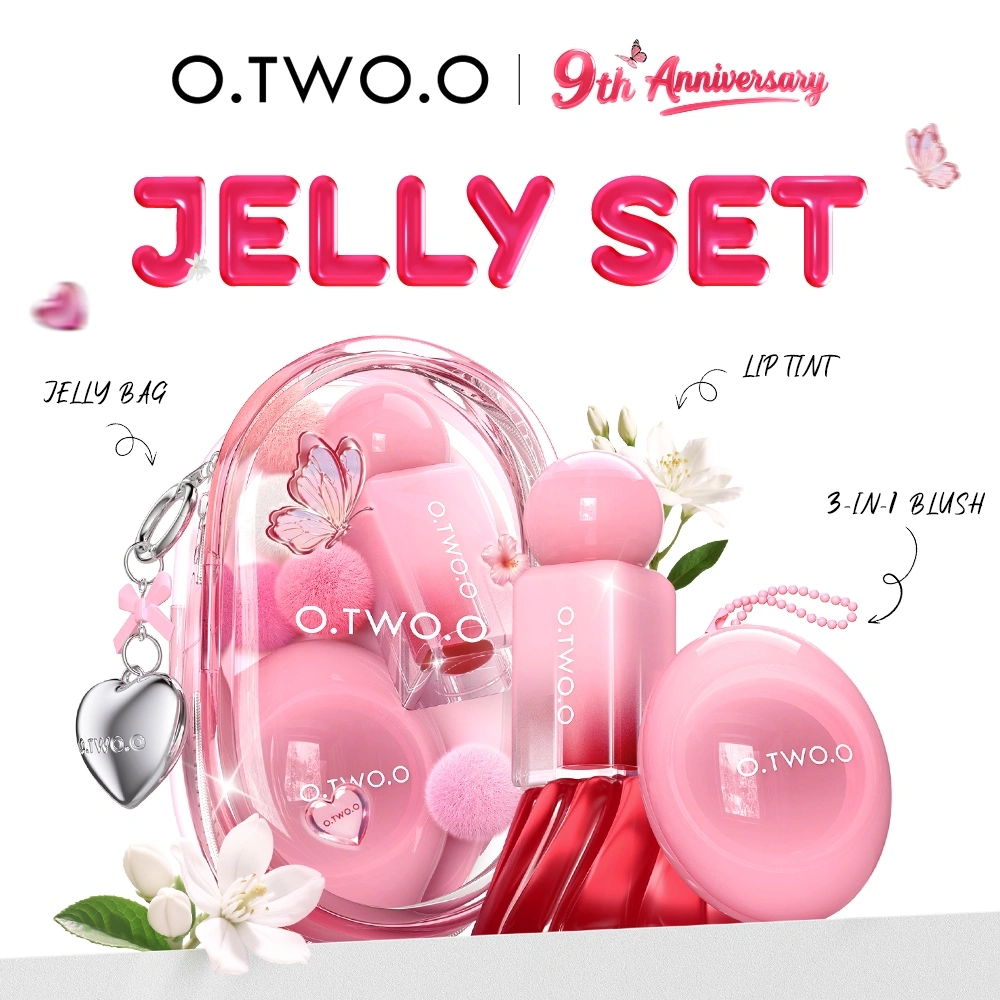 O.TWO.O Bloom Butterfly Jelly Set Petal Blush +  Lip Tint + Love Keychain + Diy Sticker 9th Bloom of Metamorphosis