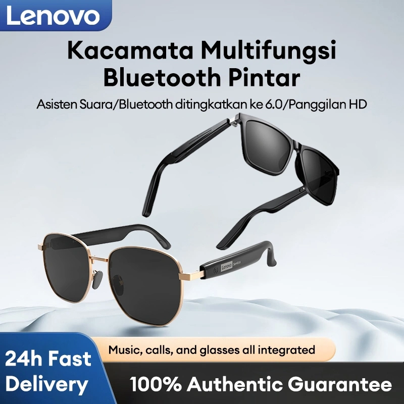 Lenovo Services GS100/103 AI Smart Bluetooth V6.0 Kacamata Headset Sunglasses Multifunctional Long Battery Life Hands-Free HD Call With Mic