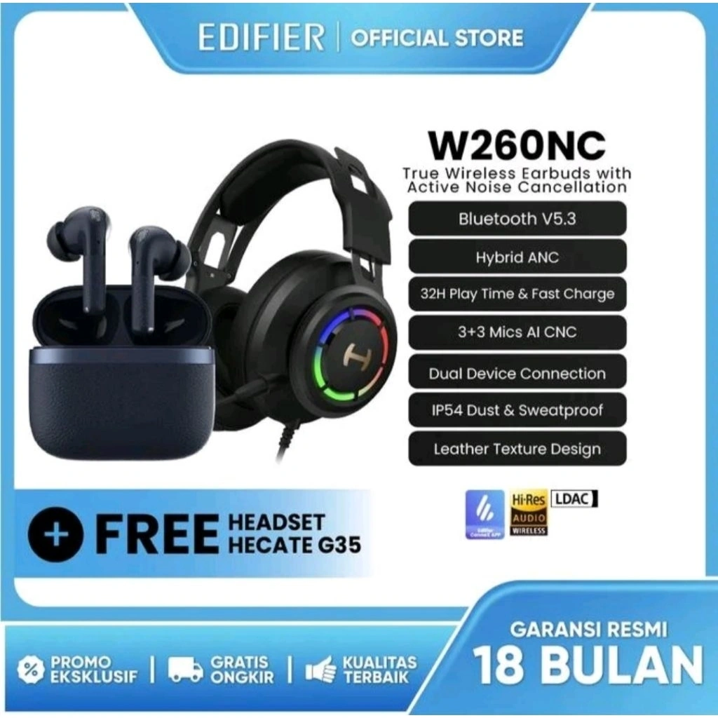 EDIFIER W260NC True Wireless Earbuds with Active Noise Cancellation