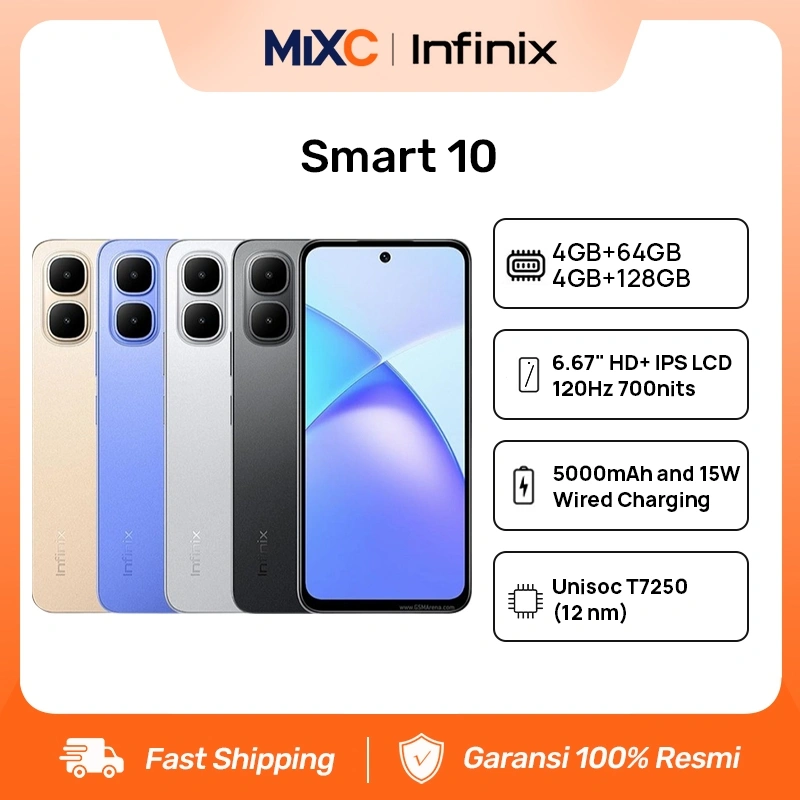 Official Infinix Smart 10 4+64GB/4+128GB- Disply 6.67 inches - 5000mAh