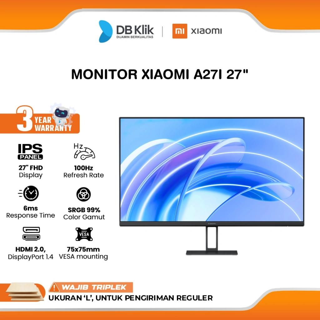 XIAOMI LED Monitor MI A27I 27" IPS FHD 100Hz 6ms HDR10 HDMI DP