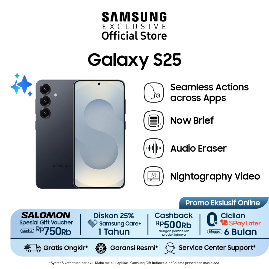 Samsung Galaxy S25 12/512GB Online Exclusive Color - Blueblack | Smartphone AI | Galaxy AI | Kamera 50MP | Prosesor Snapdragon 8 Elite