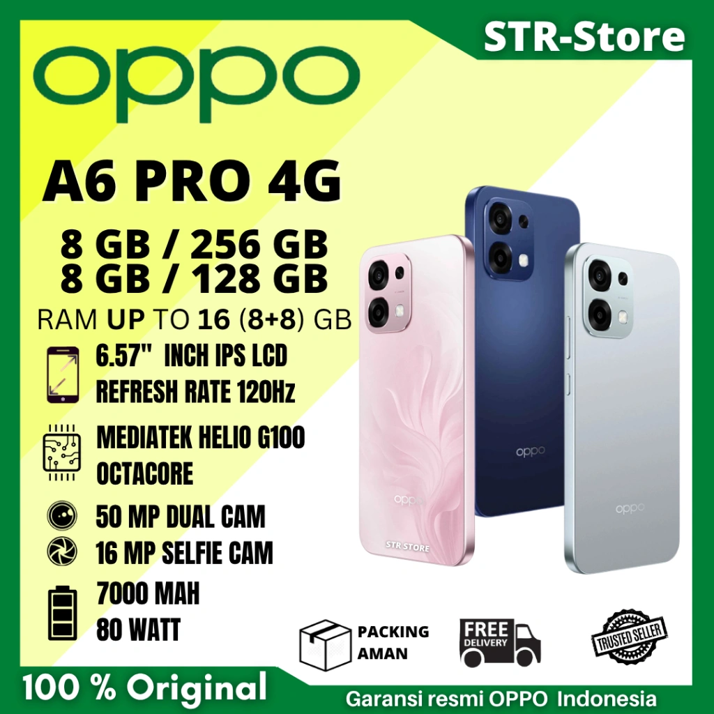 OPPO A6 PRO 8/256 GB SMARTPHONE GARANSI RESMI OPPO INDONESIA RAM 8+8 GB A6 PRO 8/128 GB - OPPO A6 PRO