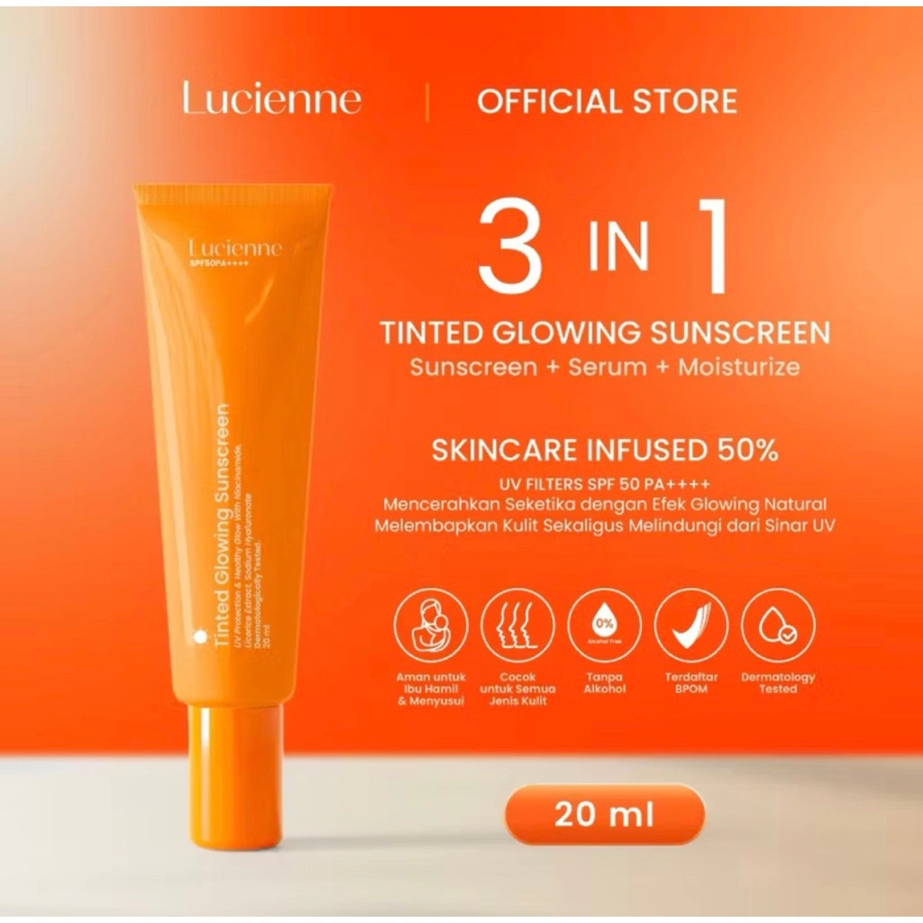 READY SIAP KIRIM 100% ORI! TINTED SUNSCREEN LUCIENNE TINTED MATTE GLOWING SUNSCREEN LUCIENNE SPF50 PA++ | RETINOL BARRIER CREAM LUCIENNE BPOM (DISTRIBUTOR RESMI)
