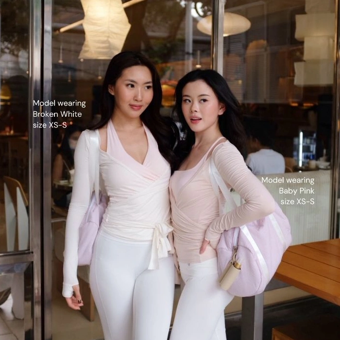 Pinky Grip - Pilates Ballerina long wraptop | Wrap top outer pilates, yoga, barre, baju olahraga activewear sportswear